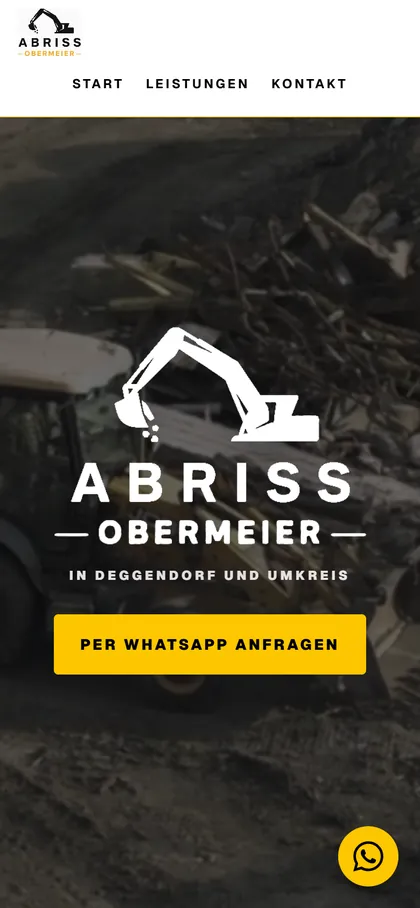 Website von Abriss Obermeier in der Smartphone-Ansicht